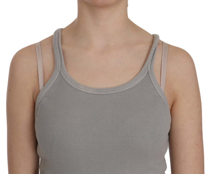 PINK MEMORIES Grey Sleeveless Spaghetti Strap Shirt