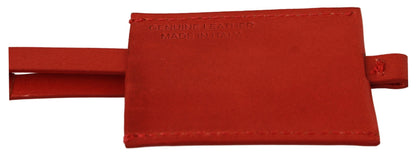 Costume National Red Leather Branded Logo Keyring Keychain