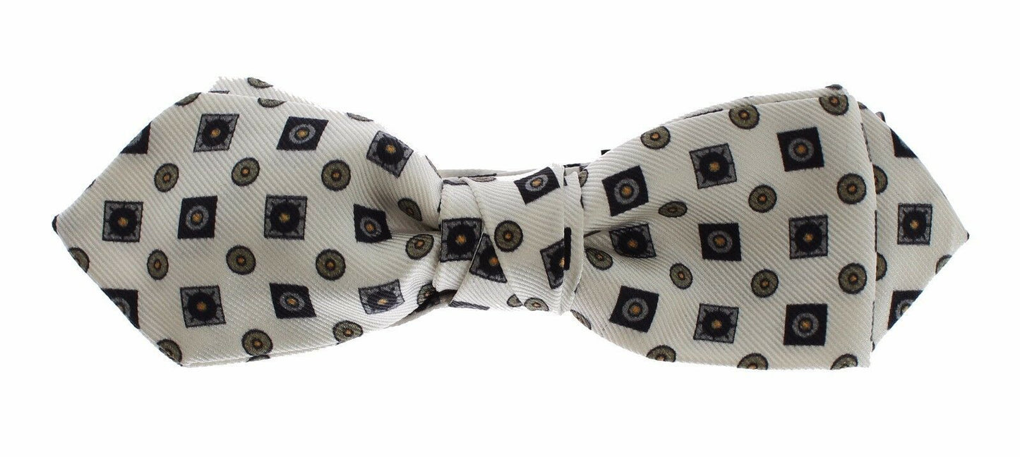 Dolce & Gabbana White Silk Bowtie Leather Men Belt Gift Box