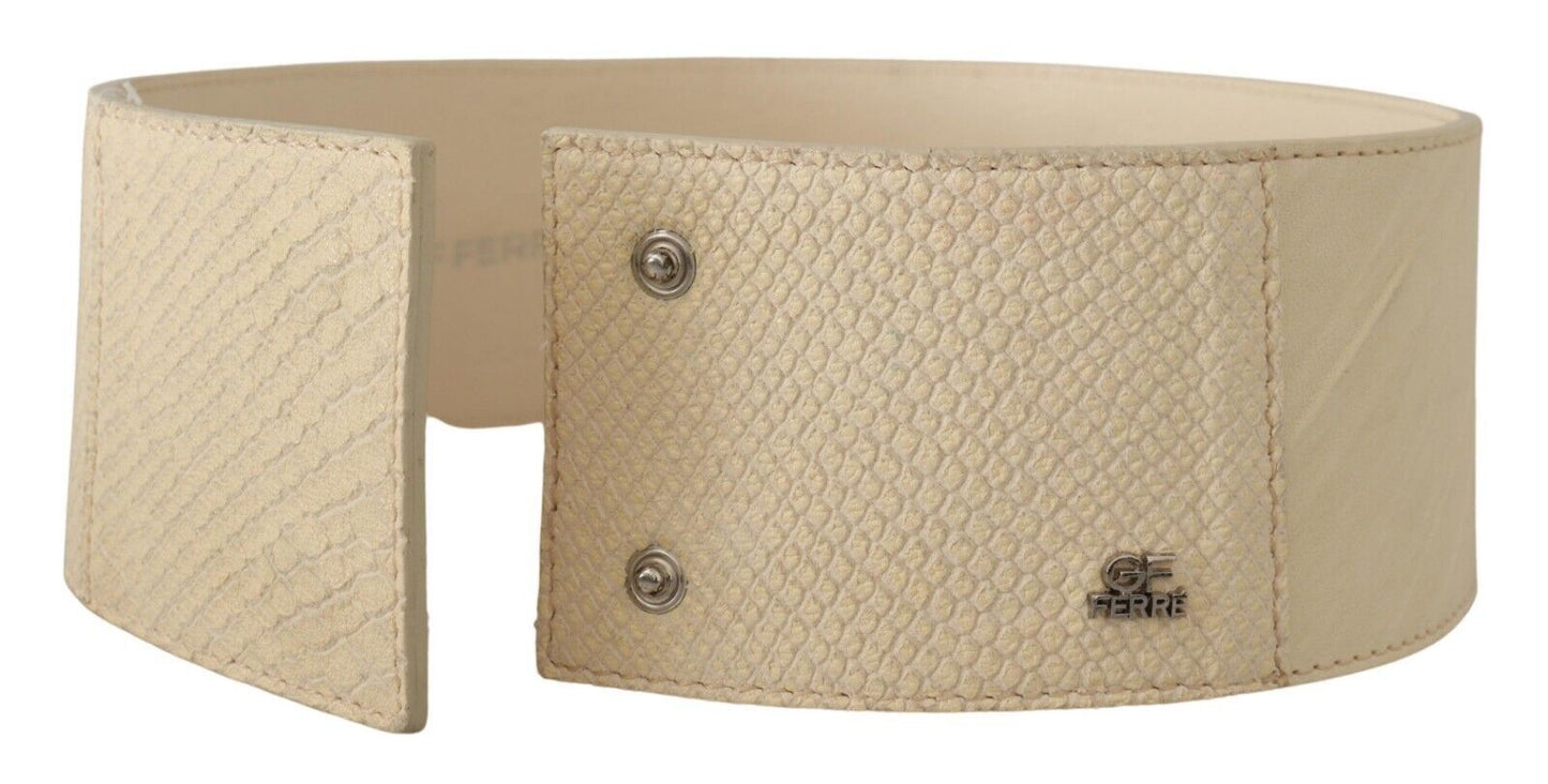 GF Ferre White Waxed Cotton Wide Fashion Belt