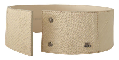 GF Ferre White Waxed Cotton Wide Fashion Belt