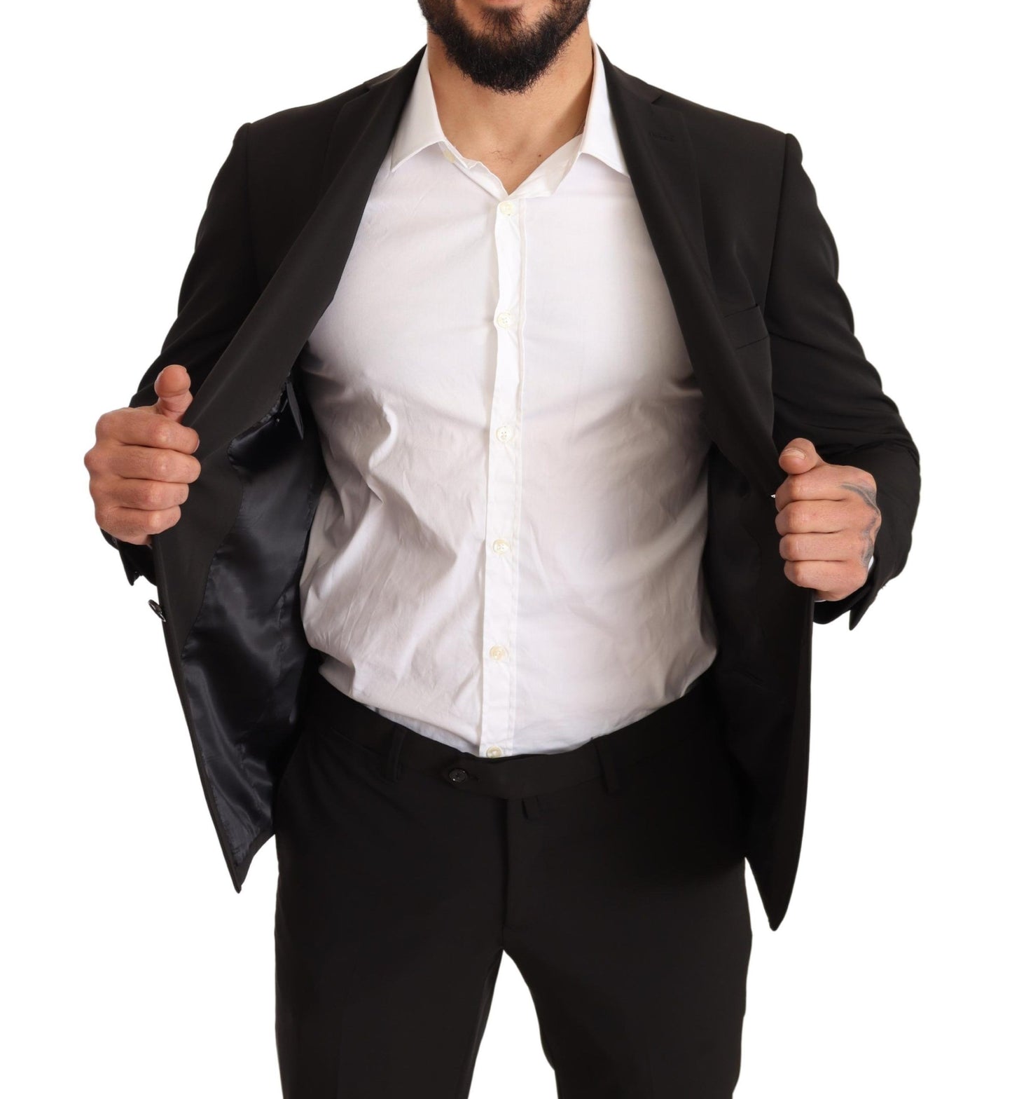 Domenico Tagliente Black Polyester Slim 2 Piece Set TAGLIENTE Suit