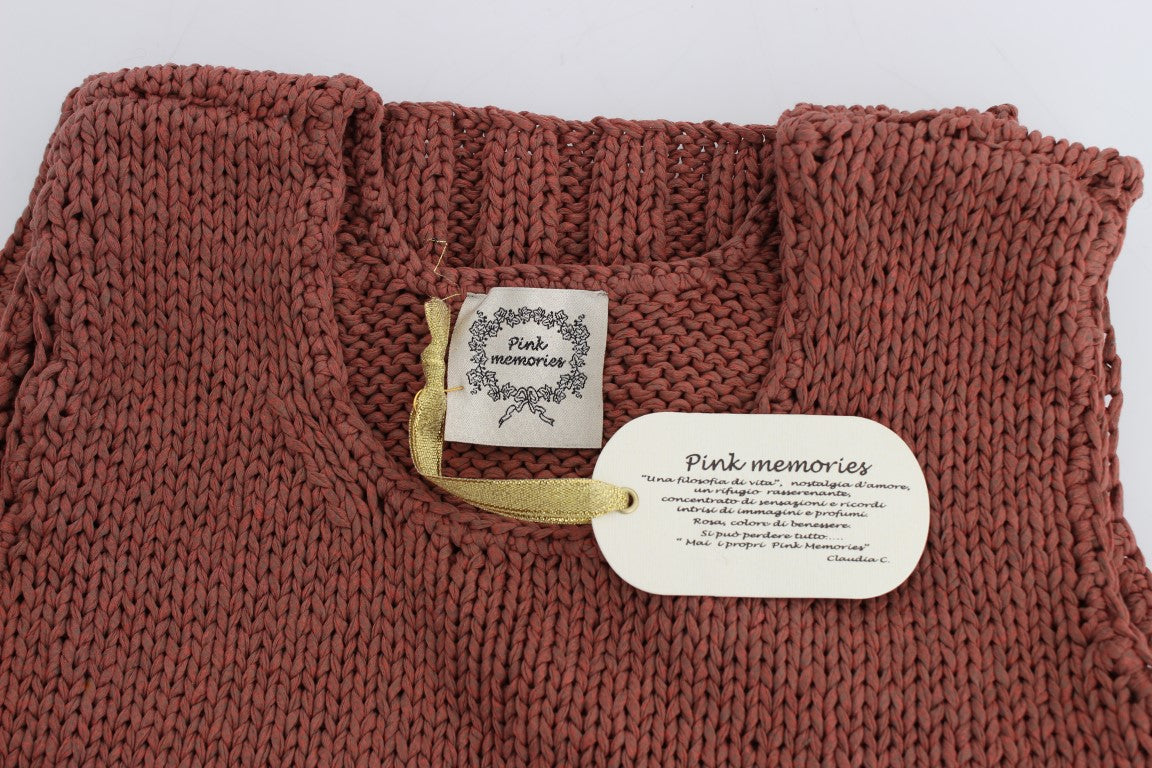 PINK MEMORIES Red Cotton Blend Knitted Sleeveless Sweater