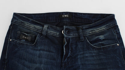 Costume National Blue Wash Cotton Slim Fit Skinny Jeans