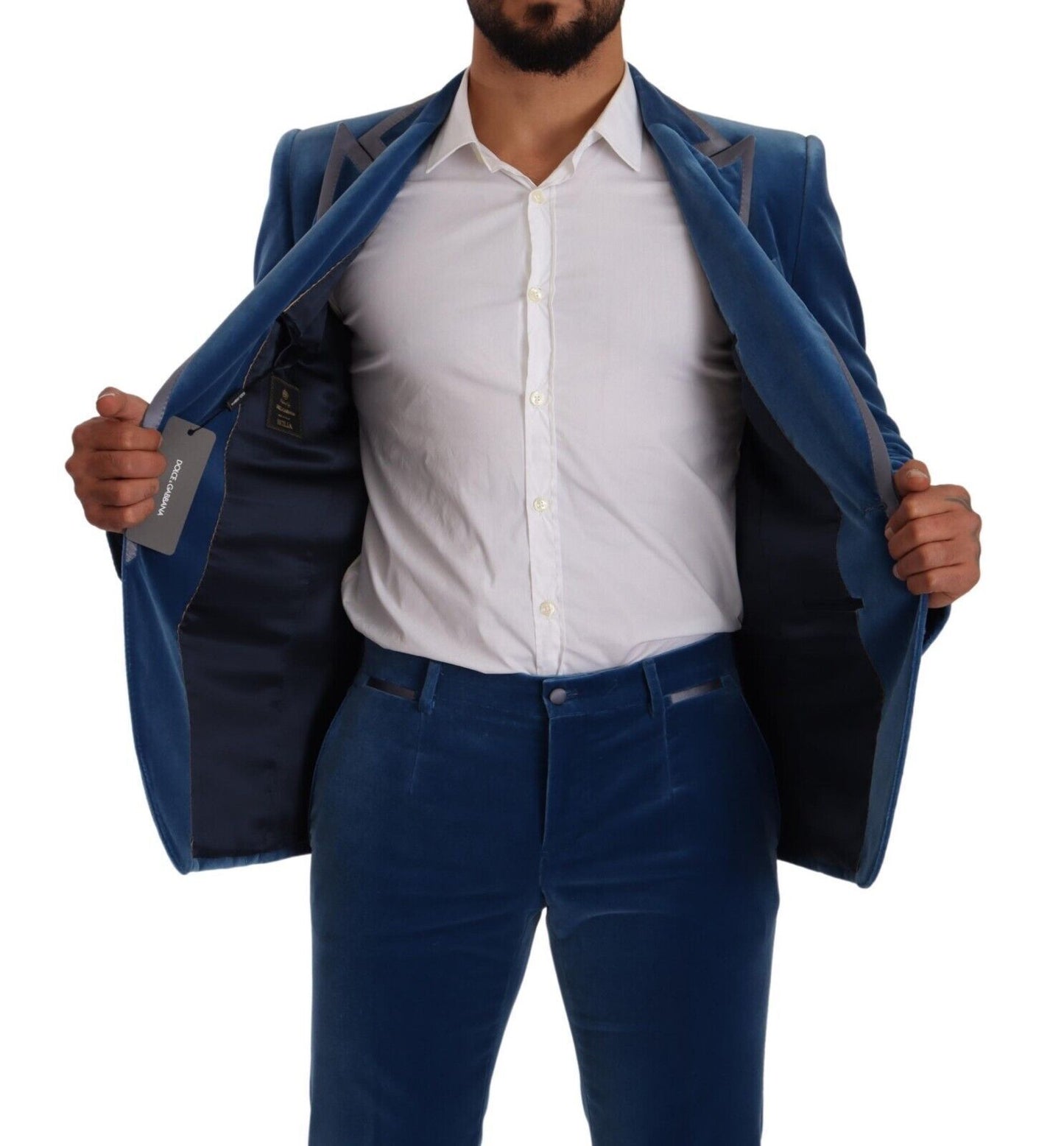 Dolce & Gabbana Blue SICILIA Velvet Slim Fit 2 Piece Suit