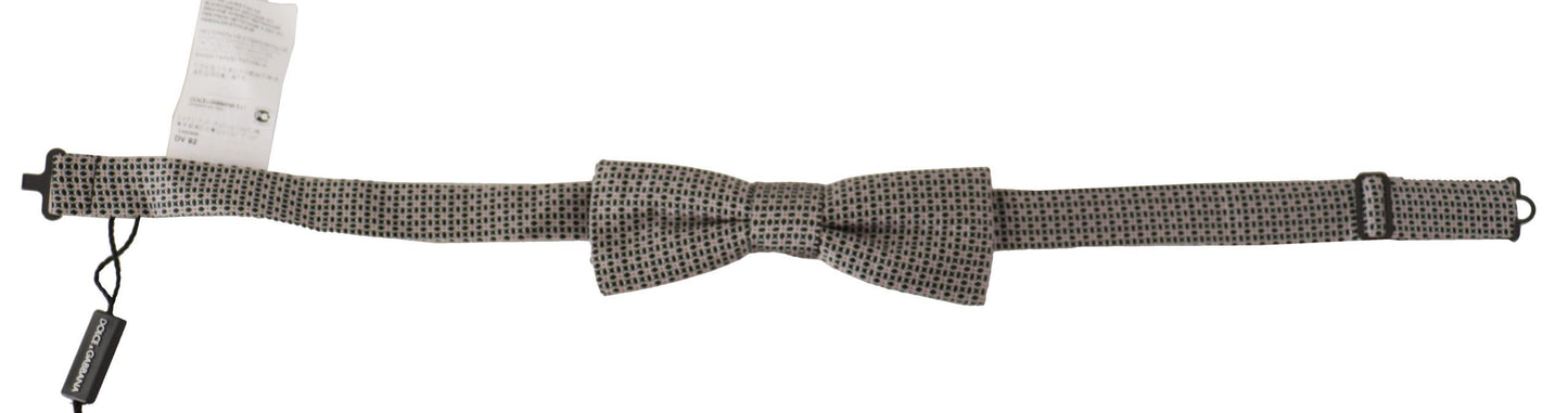 Dolce & Gabbana Black White Flower Pattern Silk Neck Papillon Tie