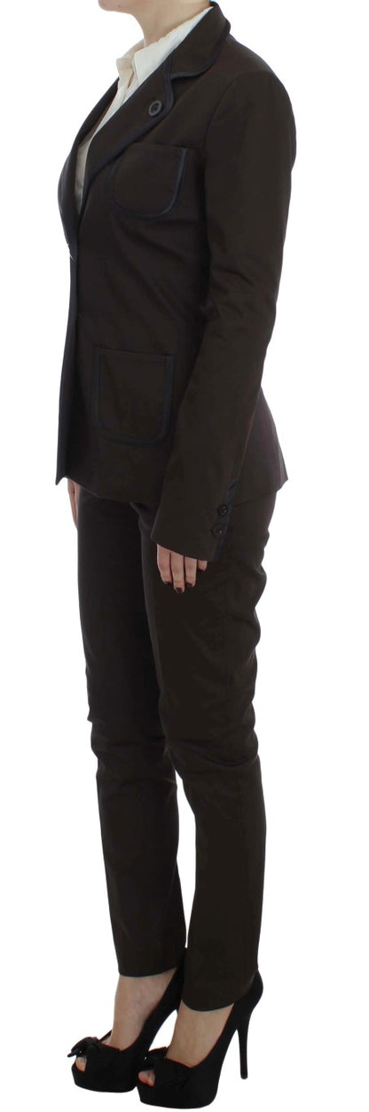 Exte Brown Stretch Two Button Suit