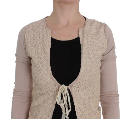 PINK MEMORIES Pink Floral Lace Wrap Sweater