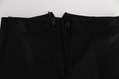 Ermanno Scervino Black Cotton Blend Capri Cropped Pants