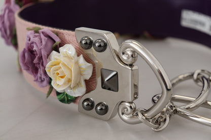 Dolce & Gabbana Multicolor Floral Appliques Metal Shoulder Strap