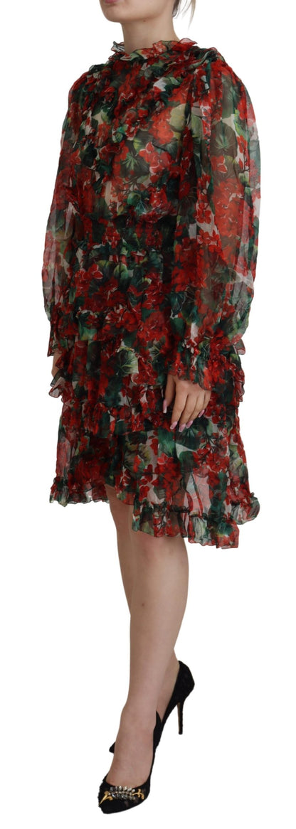 Dolce & Gabbana Multicolor Geranium A-line Knee Length Dress