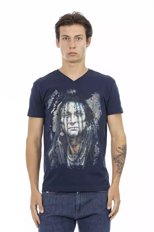 Trussardi Action Blue Cotton Men's V-Neck T-Shirt