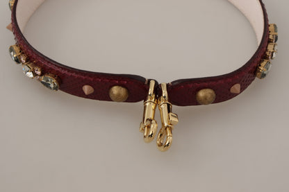 Dolce & Gabbana Bordeaux Leather Crystals Bag Shoulder Strap