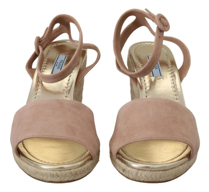 Prada Pink Suede Leather Ankle Strap Sandals