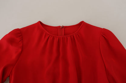Dolce & Gabbana Red Silk Sheath A-line Knee Length Dress