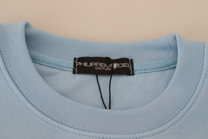 Philippe Model Light Blue Logo Printed Long Sleeves Sweater