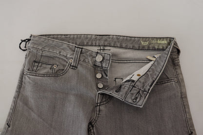 Care Label Gray Washed Cotton Skinny Women Casual Denim Jeans