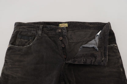 Costume National Gray Cotton Corduroy Men Casual Jeans