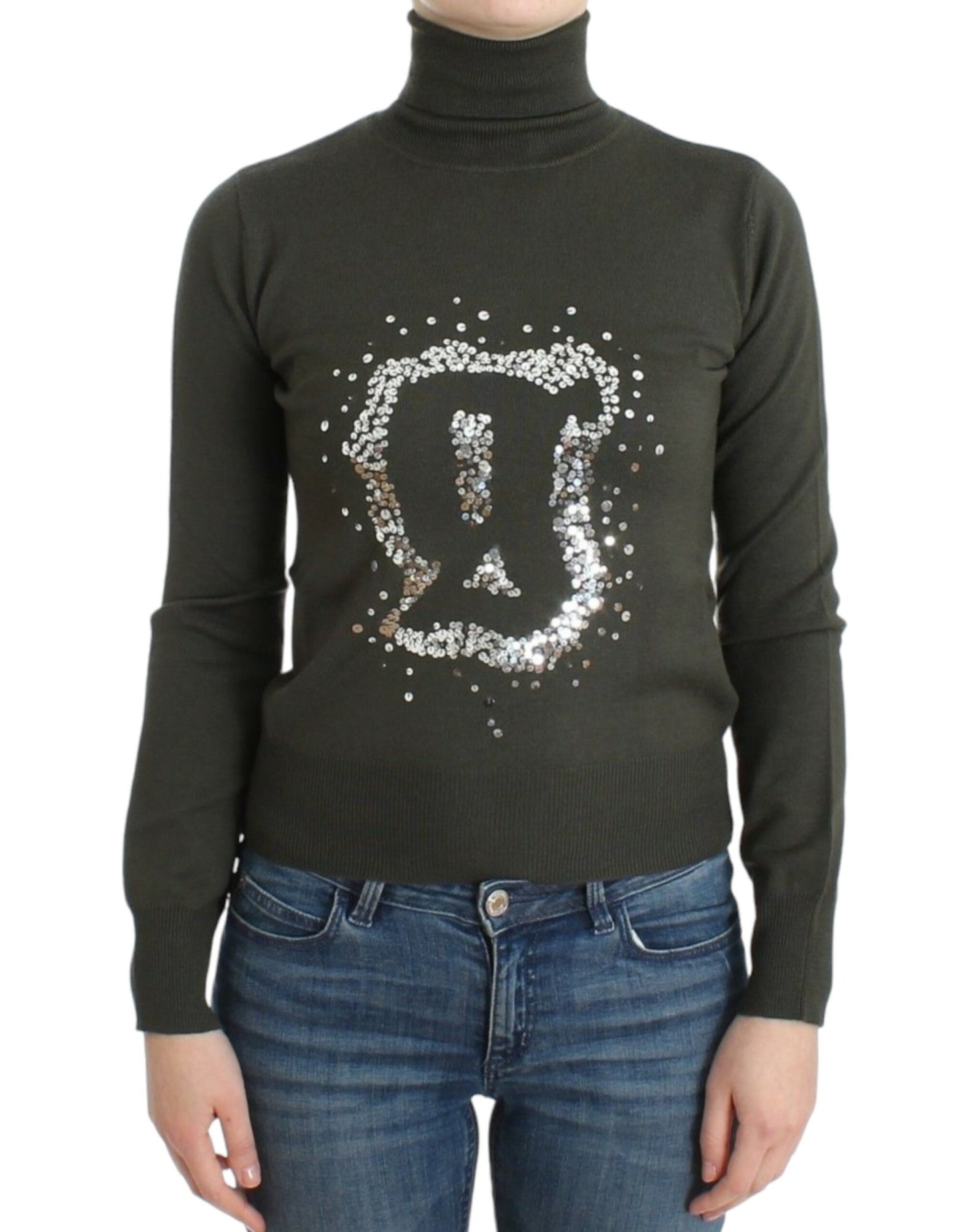 John Galliano Green wool turtleneck sweater