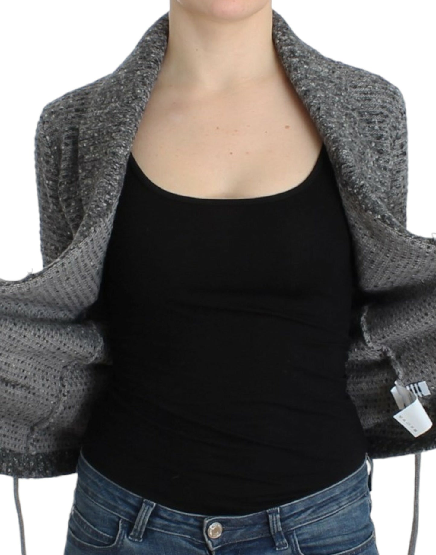 Cavalli Gray wool knitted cardigan