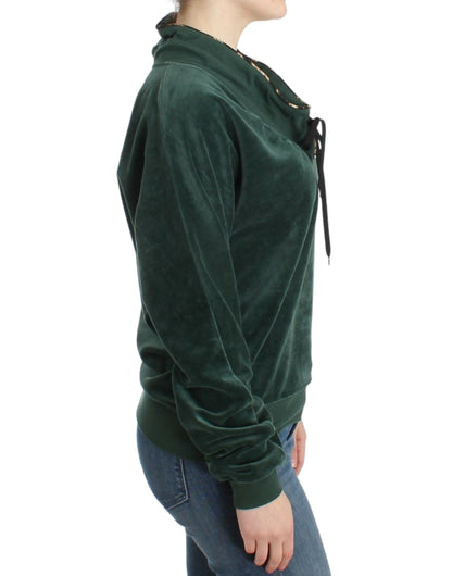 Cavalli Green velvet cotton sweater
