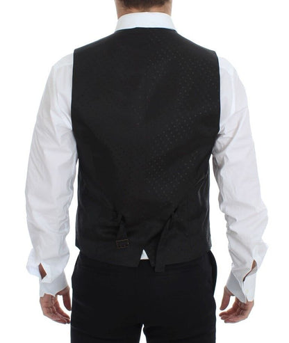 Dolce & Gabbana Black Wool Silk Stretch Dress Vest Blazer