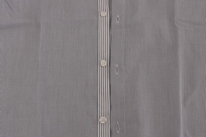 Frankie Morello White Blue Check Casual Cotton Regular Fit Shirt