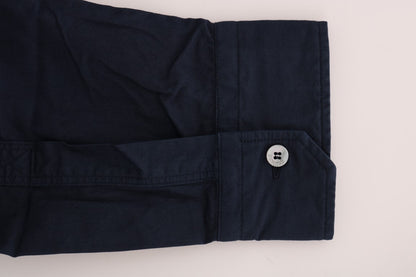 John Galliano Blue Casual Cotton Long Sleeve Shirt