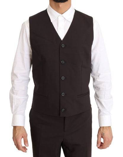 Dolce & Gabbana Bordeaux Wool Stretch Long 3 Piece Suit