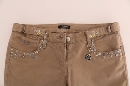 Costume National Beige Cotton Stretch Slim Fit Jeans