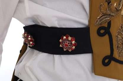 Dolce & Gabbana Yellow Crystal Cross Vest Jacket
