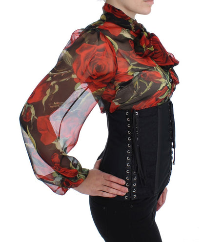 Dolce & Gabbana Black Stretch Corset Waist Strap Belt