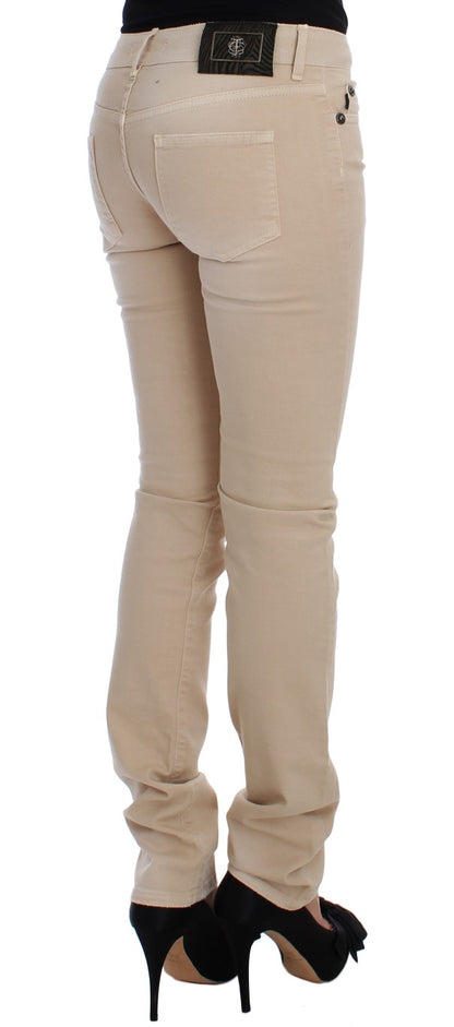 Cavalli Beige Wash Slim Fit Cotton Stretch Jeans