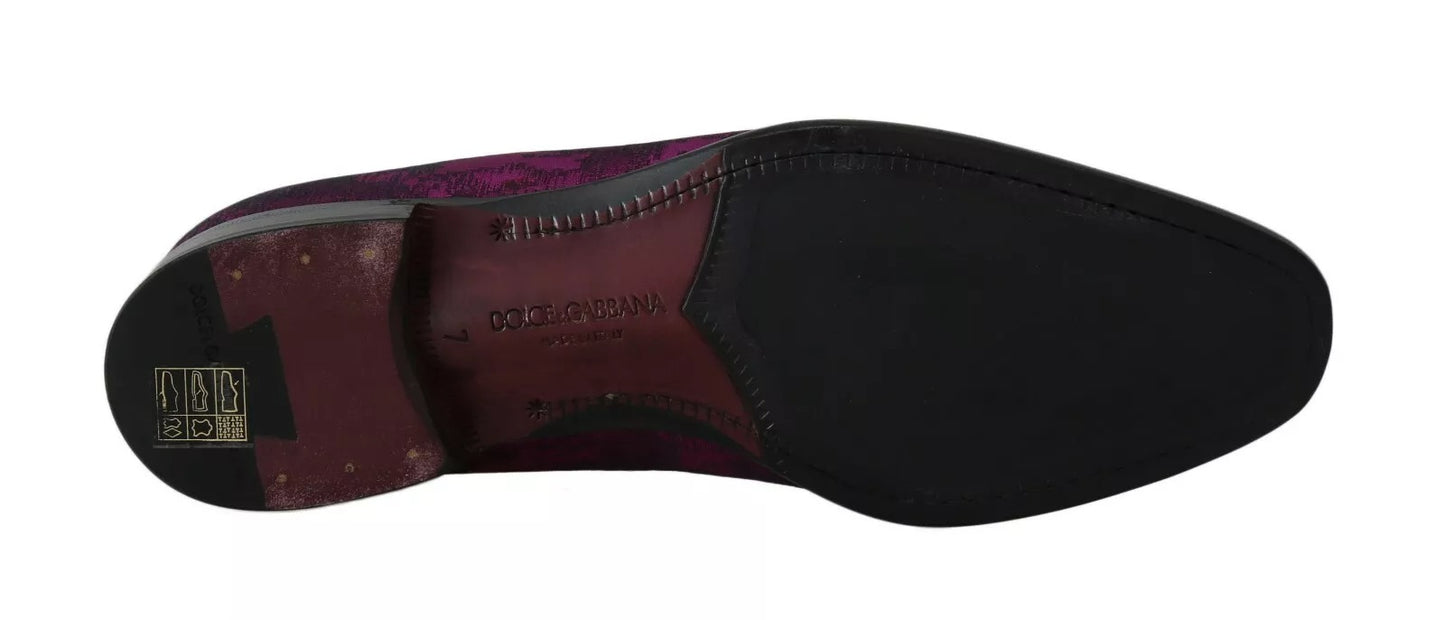 Dolce & Gabbana Purple Jacquard Loafers Dress Formal Shoes
