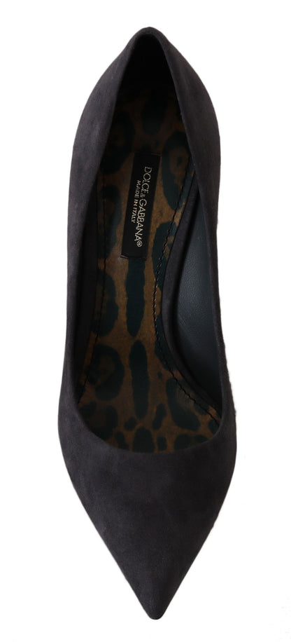 Dolce & Gabbana Gray Suede Leather Stiletto  Shoes Heels